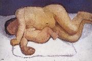 Paula Modersohn-Becker Mother and son leaned oil painting on canvas